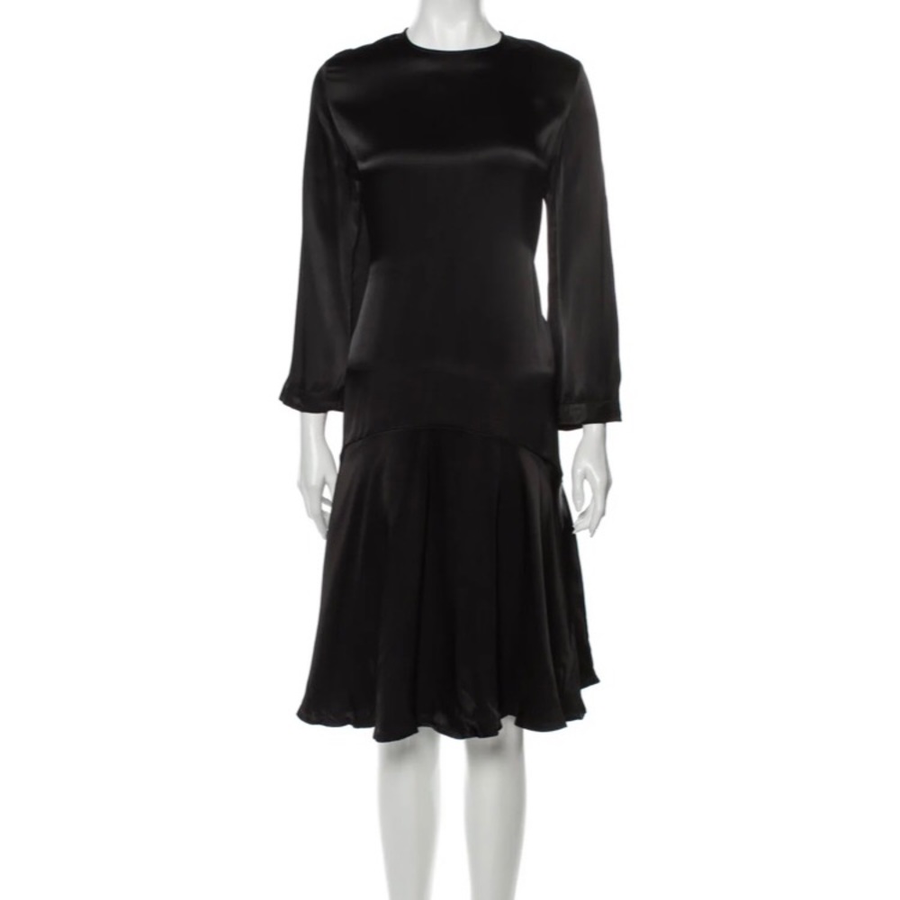 Black silky midi dress by Ganni